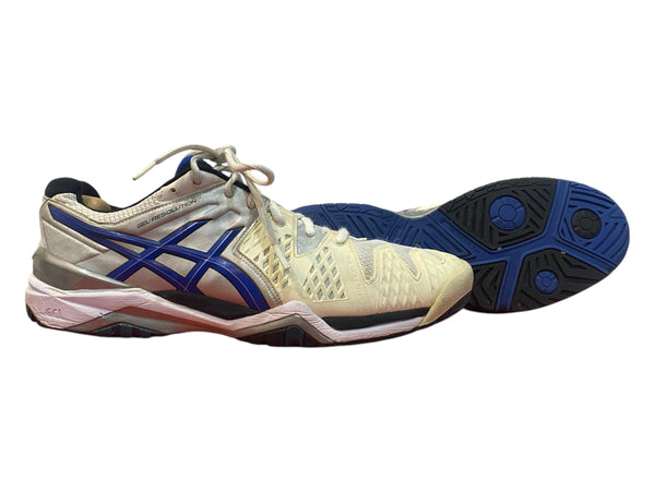 Asics Womens Gel Resolution 6 Sneakers Shoes White Blue E503Y Tennis Lace Up 7M